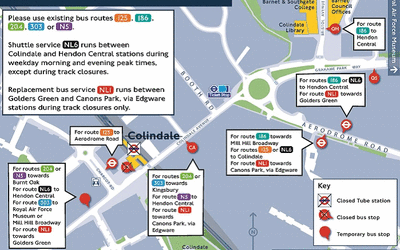 Colindale bus map