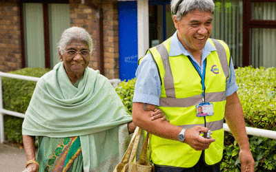 Dial-a-Ride driver and customer 