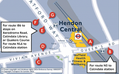 Hendon Central map