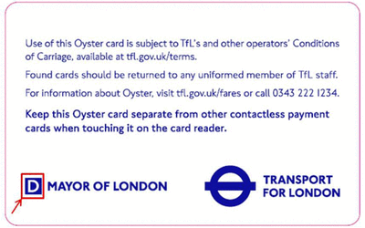 First generation Oyster card - back view