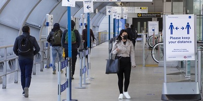 Tube customers wearing face coverings