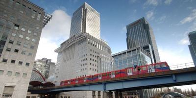 DLR train in Canary Wharf