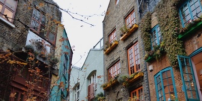Buildings with bright windows in Neal's Yard