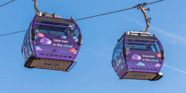 Two IFS Cloud cable cars in the air