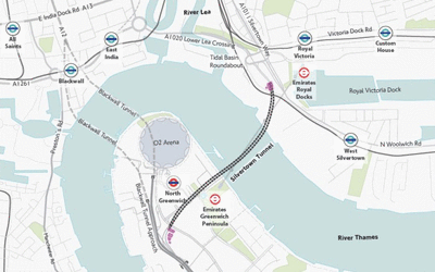 Map of proposed Silvertown Tunnel