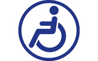 Wheelchair logo, blue on white