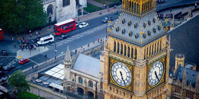 Big Ben tower from above